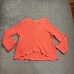 Free People La Brea Cotton V Neck Sweater Coral Orange Photo 3