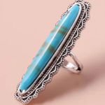 Antique Design Blue Long Ring Unique Photo 1