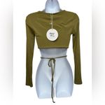 Princess Polly  Mazie Long Sleeve Tie Back Knit Green Cropped Top Size 4 Photo 3