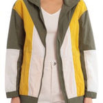Avec Les Filles  Colorblock Nylon Track Jacket - Size L‎ - Olive Multi - NWT Photo 0