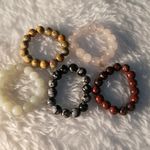 Bundle of 5 Stone Bead Rings Green Photo 5