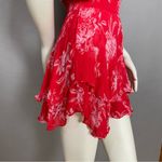 Gilner Farrar Dress Finley Flower Print Red Mini Ruffles Crinkly Fabric Medium Photo 15