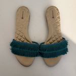 Birdies Sparrow Fringe Slide Sandal Teal Azure Satin Mule Size 10 Photo 2