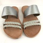 Joie  Womens Sandals Slides Leather Braided Gray Photo 1