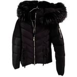 SheIn  Black Quilted Jacket with Two Way Zipper Photo 1