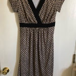 Motherhood 🌞 Maternity Black & Tan Geometric Print Short Sleeve Midi Dress #O Photo 0