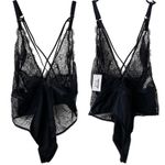 NEW AUDEN Black Lingerie Sheer Lace Contrast Thong Bodysuit Large Adjustable Photo 1