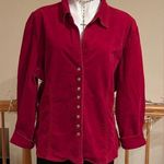 Dress Barn Red Corduroy Collard Long Sleeve Button Down Metal Sz 18/19 98% Cotton Photo 0