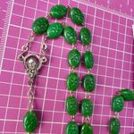 Lucky Brand  Emerald Green Beaded Christ Jesus Long chain Necklace Y-drop 41” Photo 4