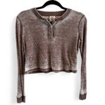 Self Esteem Brown button up long sleeve crop Photo 0