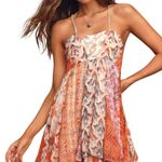 Raga  Women's Smocked Floral Print Spaghetti Sheer Overlay Mini Dress Size Medium Photo 0