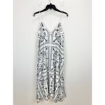 Madewell  Embroidered Deep V Neck Midi Dress Bandana Boho White Navy Large NWT Photo 7