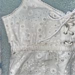 Aerie White Lace Up Eyelet Crop Cami Top Photo 1