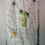 Vilagallo 100% Linen Tropical Cocktail Print 3/4 Sleeve Blouse EU 42 10 L White Size L Photo 4