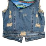 White Crow Buckle Womens S Distressed Denim Hooded Vest Photo 5