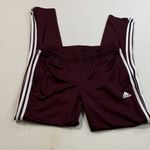 Adidas  Maroon Track Pants with White Stripes Photo 8