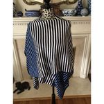 Talbots ONESIZE Coastal Nautical Blue White Striped Knit Shawl/Wrap Cotton Bld** Photo 2
