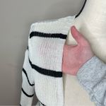 Pink Lily Black Cream White Stripe Long Sleeve Knit Long Length Cardigan Small Photo 5