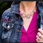 Christopher & Banks  embroidered Denim Jean Jacket Floral Soft Fabric size S Photo 0