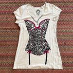 LINGERIE BODICE GRAPHIC TEE TUNIC DRESS Pink Size M Photo 0