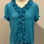 Sunny Leigh  Teal Ruffled Blouse Photo 0