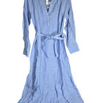 J.Crew Cabana dress in linen French Blue CI918 M NWT V Neck Long Sleeve Belted Photo 0