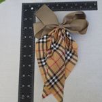 Boutique Pair Caramel Tartan Plaid and Tan Hair Bow Alligator Clip Photo 3