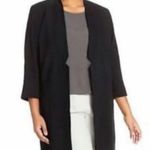 Eileen Fisher  Silk Notch Collar Long Line Blazer Black Womens Large Photo 1