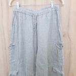 Flax  Womens Linen Cropped Cargo Pants Size M Beige Boho Minimalist Lagenlook Photo 1