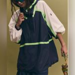 Free People NWT  Care FP Like The Wind Logo Jacket in Midnight Navy Combo Photo 2