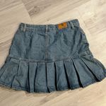 Denim Pleated Mini‎ Skirt Blue Photo 5