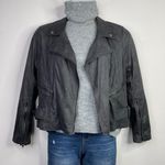 Lysse  Dark Brown Vegan Leather Faux stretch Moto motorcycle biker jacket women M Photo 0