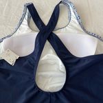 Lands End Navy and‎ Geometric Floral Print One Piece Swimsuit Blue Size XL Photo 6