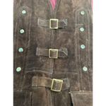Vintage EL TORO leather Suede buckle closing brown long vest medium Photo 6