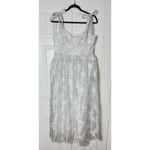 Lulus  White Baby Blue Floral Burnout Tie-Strap Sweetheart Midi Dress Size M Photo 4