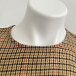 st. john's bay plaid scalloped Blouse top MEDIUM Tan Red Long Sleeve NWOT Photo 2