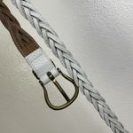 Johnny Farah Woven Leather Belt Red Womens Small Braided USA Brass Buckle 1.25" White Photo 3