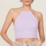 Self Portrait EUC Purple Knit Scallop Edge Halter Top Size Large $275 Photo 0