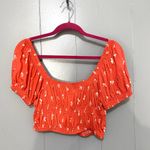 Urban Outfitters  Red Floral Kristy Scoop Neck Ruched Summer Boho Crop Top M Photo 6