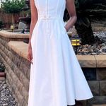 ZARA  dress maxi asymmetric white half zip waist belt tie cotton casual vacation Photo 3