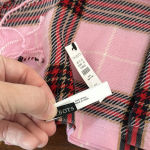 Talbots  Wool Scarf‎ Rectangle Outerwear Plaid Pink Fringe Warm Winter Bright NEW Photo 2