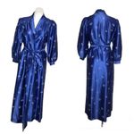 LORRAINE Blue Robe Hollywood Glam Floral Belted Vintage Retro VINTAGE Size M Photo 9