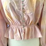 ZARA  Tie Dye Balloon Sleeve Crop Peplum Blouse in Pink Multi Photo 7