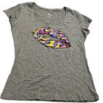 NEW YORK & COMPANY MULTI COLOR SHORT SLEEVE CAMO LIPS TEE SHIRT Gray Photo 0