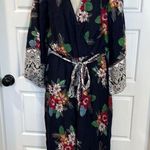Storia  Navy Floral Romper Jumpsuit Women’s V-Neck Boho Wide Leg NWT Photo 0