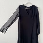 Akris 100% Mulberry Silk Sheer Long Sleeve Layered Midi Dress Black Size 10 Photo 6