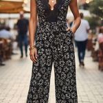 Rebecca Taylor Jumpsuit Clover Sleeveless Floral Black Pink Embroidered Lace Sm Photo 0