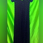 ZARA  Knit Navy Blue and Black Metallic Chevron Maxi Dress size Small Photo 2