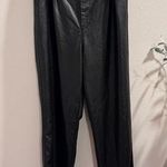 Free People Black Faux Leather Size 10 Pleated Front Trouser Pants Pockets Edgy Photo 0