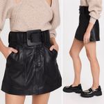 NWT Sea New York Ayden Lamb Leather Mini Skirt with wide belt in Size 0 Black Photo 4